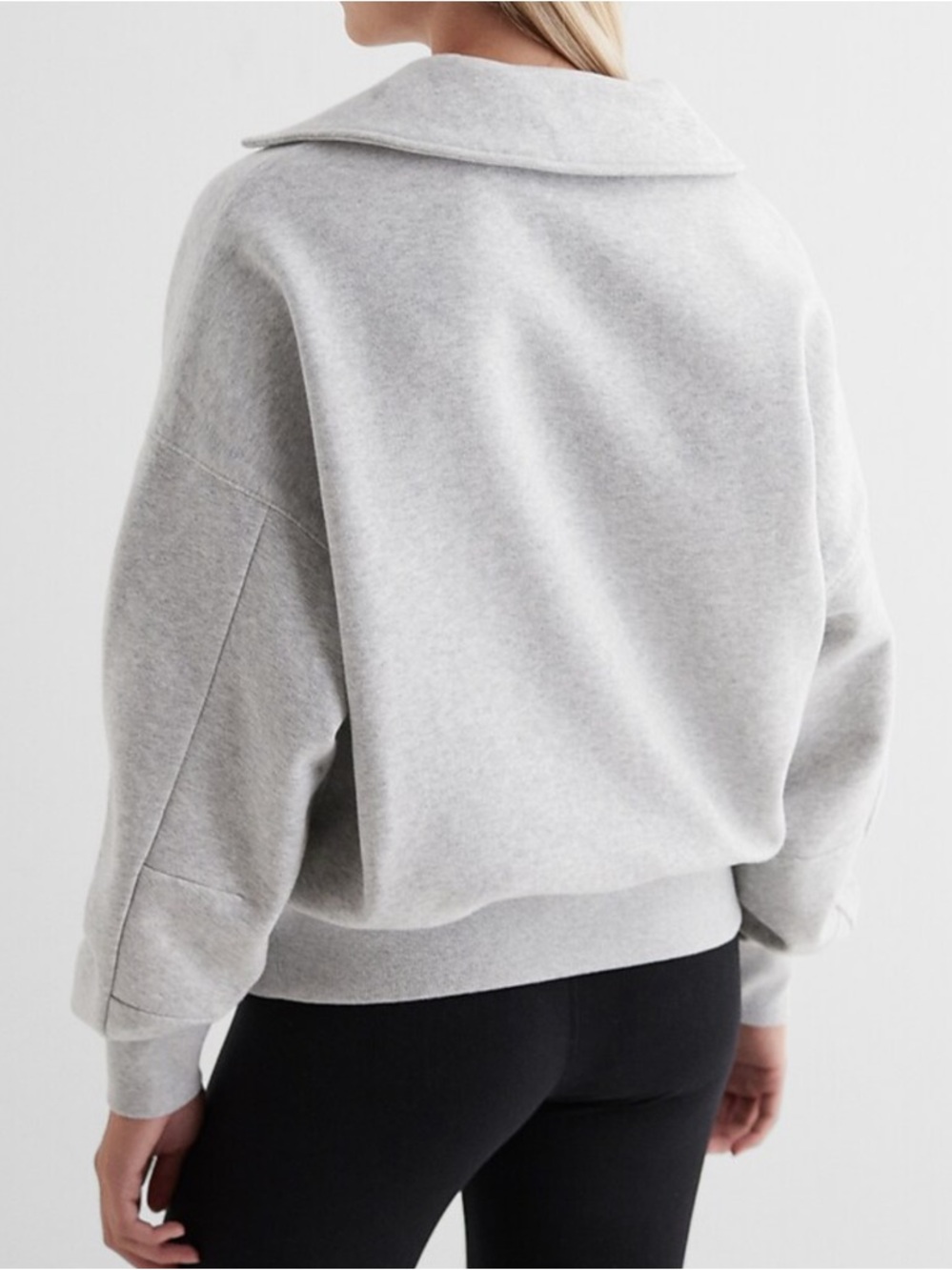 Express Relaxed V-Neck Fleece Polo Sweatshirt Size Women’s Small - Picture 4 of 9